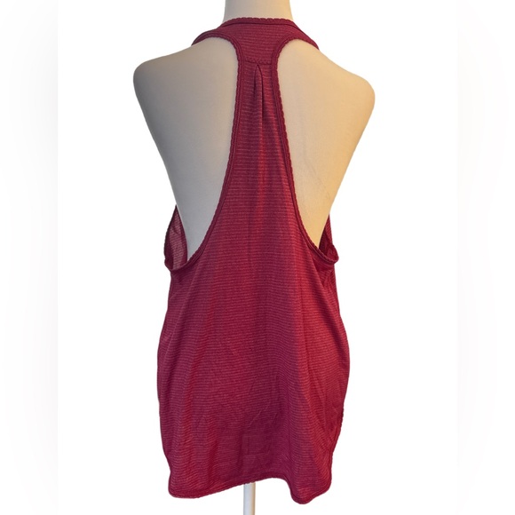 Lululemon Striped Maroon Cotton Racerback Tank 12 - Picture 3 of 4